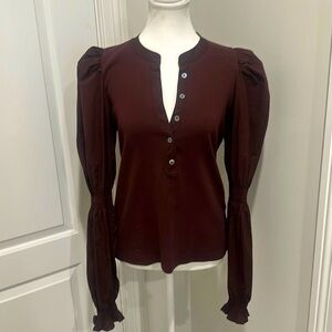 Veronica beard effy puff-sleeve top